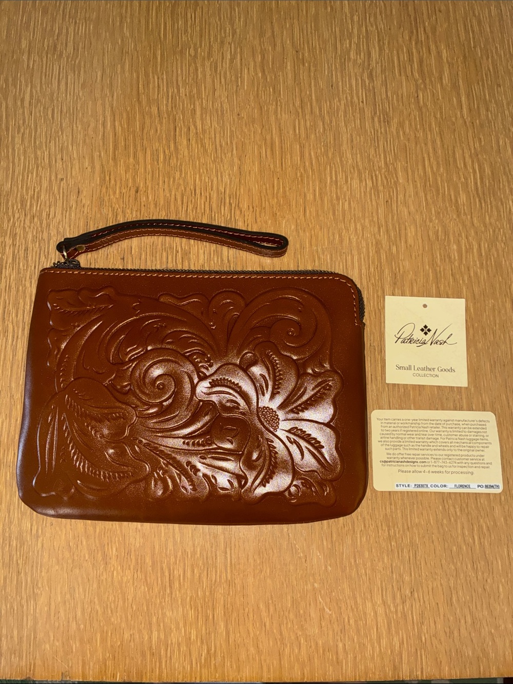 NWT Patricia Nash Tooled Cassini Leather Pouch